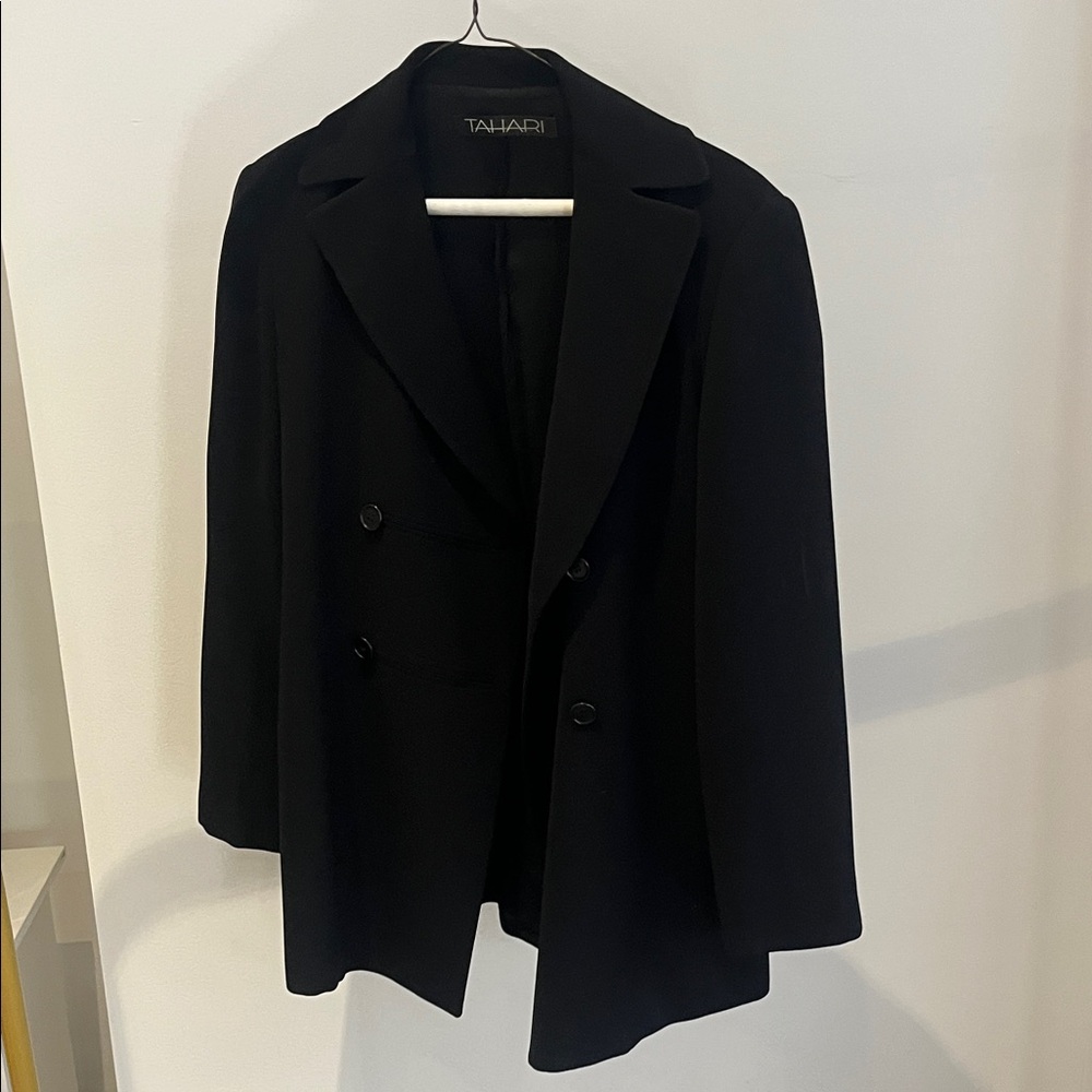 Tahari Classic Black Double-Breasted Jacket